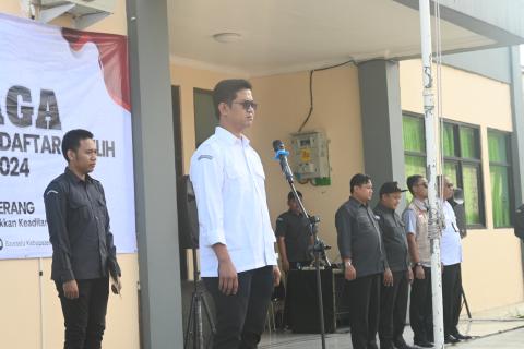 Apel Siaga Pengawasan Pemutakhiran Daftar Pemilih Pada Pemilihan Tahun 2024. Senin, 24 Juni 2024.Kantor Bawaslu Kabupaten Tangerang 